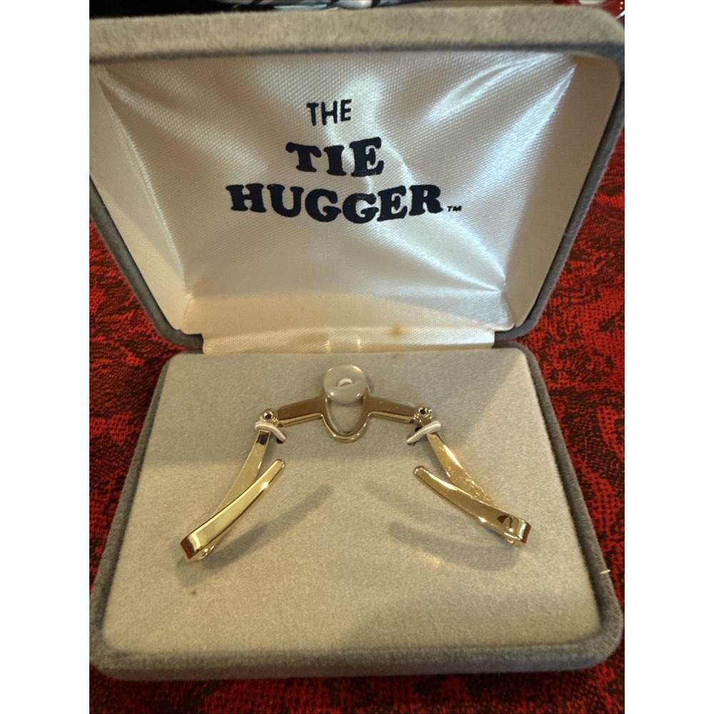Vintage The Tie Hugger Gold Tone Tie Clasp